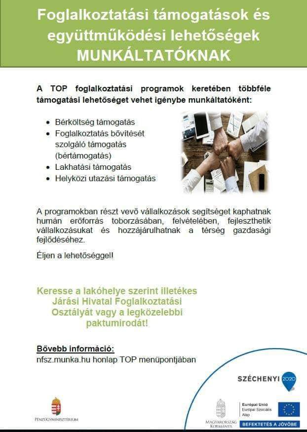 Foglalkoztatási támogatások és együttműködési lehetőségek munkáltatóknak